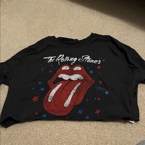 Hollister Black Kids Rolling Stones Tongue Tee with Red Graphic